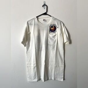 Vintage military jerzees tee shirt white with airplane graphic L